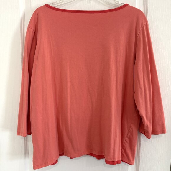 Vintage Eddie Bauer Double Layer Top 3/4 Sleeve T-Shirt Peach & Orange Size XXL - Picture 2 of 4